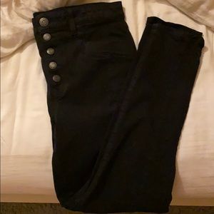 AE Black High Rise Button Front Jeggings